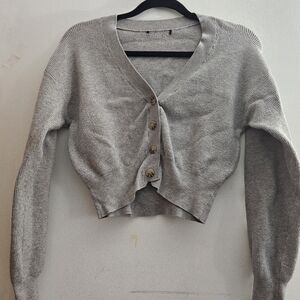 Gray Button-Up Women's Sweater